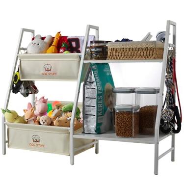 Imagem de Cesta grande de brinquedos para cães com prateleira de armazenamento – Organizador de brinquedos para animais de estimação com ganchos para cães e gatos – Acessórios essenciais para organização da