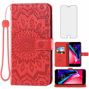 Imagem de Capa de telefone para iPhone 7 Plus, 8 Plus, 7/8 Plus, capa tipo carteira com protetor de tela de vidro temperado, capa flip de couro, suporte para cartão, acessórios para celular i Phone7s 7s + 7+ 8s