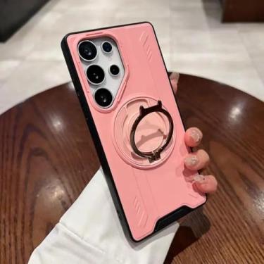 Imagem de Capa protetora para celular Samsung Galaxy S22 S23 S24 S25 Ultra Plus com suporte magnético (para S25plus/rosa)