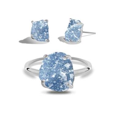 Imagem de Conjunto de Calcita Azul - Cristal Natural, Prata 925