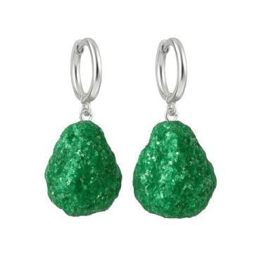 Imagem de Brinco de Argola Fuchsita - Cristal Natural, Prata 925