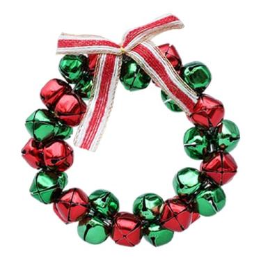 Imagem de predolo Guirlanda de sino de Natal, decoração, 4 polegadas, presente, acessório, guirlanda artificial, enfeite de parede para porta de entrada externa, Vermelho E Verde