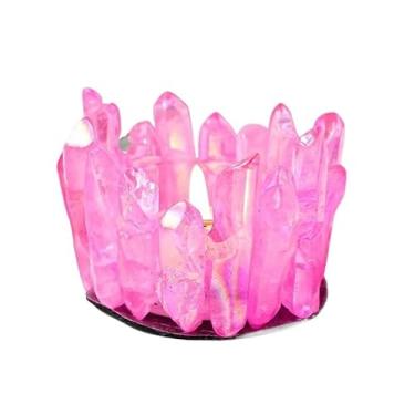 Imagem de Castiçal de cristal galvanizado natural – Suporte de luz de chá de cristal único feito à mão para decoração de Halloween, decoração de casa ou presente (B)
