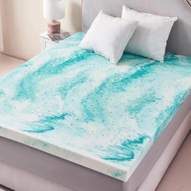 Imagem de SIEMOUR Cobertura de colchão de espuma viscoelástica de 10 cm para cama queen size, almofada de colchão de espuma viscoelástica com infusão de gel para alívio da dor nas costas, 152 x 203 cm