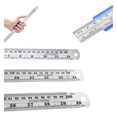 Imagem de Kit De Réguas Aço Inox 30 Cm 60 Cm E 1 Metro – Patchwork, Artesanato e Costura Criativa Oferece Medição Exata Em Cortes Retos E Traçados, Garantindo Resultados Profissionais Em Cada Projeto