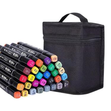 Imagem de Conjunto Canetinhas Marcador Permanente Ponta Dupla 48 Cores