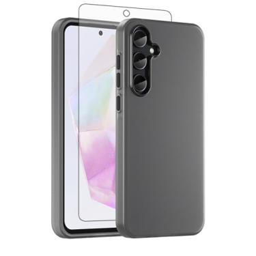 Imagem de Asuwish Capa de telefone para Samsung Galaxy A35 5G, compatível com Magsafe Magnetic, protetor de tela de vidro temperado, translúcido fosco traseiro à prova de choque, capa fina A 35 35A A355G