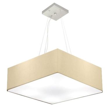 Imagem de Lustre Pendente Quadrado Md-4032 Cúpula em Tecido 15/50x50cm Algodão Crú - Bivolt
