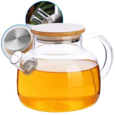 Imagem de Chaleira Vidro Com Bico Coador Infusor de Chá Premium Cozinha 1L Tampa