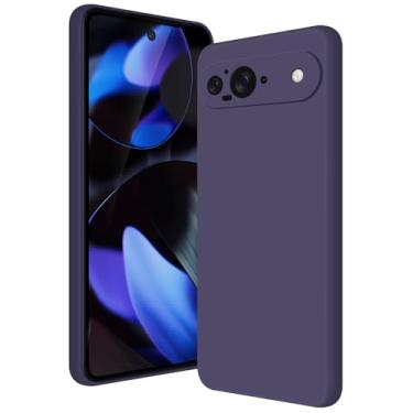 Imagem de Btstring Capa para Google Pixel 9, capa de silicone macio com proteção de câmera atualizada, capa fina à prova de choque com forro de microfibra antiarranhões, roxo profundo