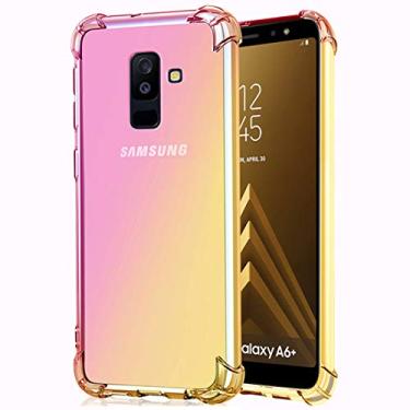 Imagem de Ueokeird Capa para Galaxy A6 Plus 2018, capa protetora transparente e fofa gradiente A6 Plus, fina, antiarranhões, cantos reforçados, à prova de choque, capa protetora para Samsung Galaxy A6 Plus 2018