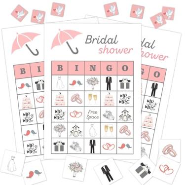Imagem de Jogo de bingo para festa de chá de panela, conjunto de cartas de bingo para festa de despedida de solteira para 24 jogadores para atividades de amigos em família, decoração de lembrancinhas de festa