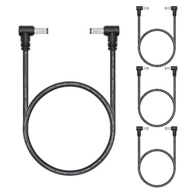 Imagem de 4 cabos de extensão DC macho para macho de ângulo reto 1,6 pés, 18AWG 90 graus CC 5,5 mm x 2,1 mm 12 V adaptador de conector de cabo de alimentação, para câmera de vigilância de segurança, fita de LED
