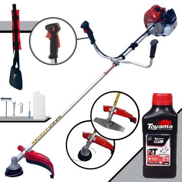 Imagem de Roçadeira Lateral Kawashima BCJ521L À Gasolina 52cc Motor 2 Tempos 2,5HP de Potência 10.000rpm Com Carretel Nylon + Lâmina Facão + ÓLEO TOYAMA FG50