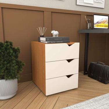 Imagem de Gaveteiro 3 Gavetas 54cm X 40cm Porto Creme/freijó
