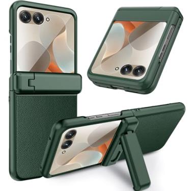 Imagem de NINKI Capa para Motorola Razr 2025/2024 com proteção de dobradiça, protetor de tela e suporte, resistente, ultrafina, à prova de choque, Razr 2025/2024, capa para Moto Razr 60/50 verde