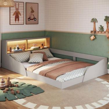 Imagem de Cama Montessoriana Casal Lille com Led Arenas - Art In Móveis