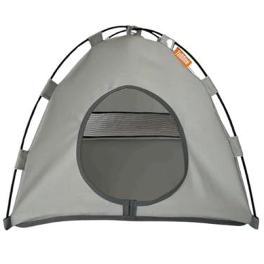 Imagem de Tenda para Cães e Gatos, Portátil, Azul, Abrigo para Animais de Estimação com Ventilação Tubline (Cinza)