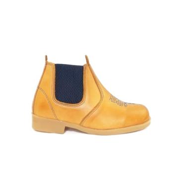 Imagem de Botina Infantil Menino Menina Country em Couro Legítimo Bordado Azul Linha Kansas kapell (castor, BR, Criança de 9 a 12 anos, Numérico, 33)