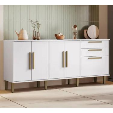 Imagem de Balcão 5 Portas 2 Gavetas Lorena Kaiki Móveis - Branco