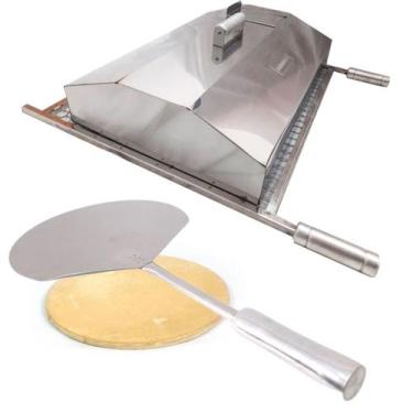 Imagem de Grelha Inox 70x40 + Abafador + Pá Pizza + Pedra Refratária - INOX LAUR