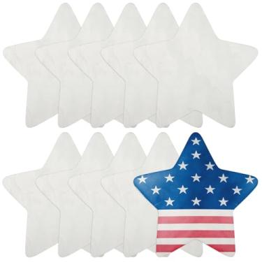 Imagem de 10 peças de artesanato em forma de estrela de madeira para bricolagem, formas de madeira natural inacabada para pintura, perfeitas para projetos de arte e decoração de casa