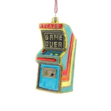 Imagem de The Bridge Collection Ornamento de vidro vintage para jogos de fliperama – Ornamento de Natal retrô colorido de 10 cm