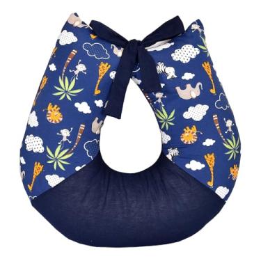 Imagem de Almofada Apoio de Amamentar Estampado Mamãe Bebê (Safari Marinho)