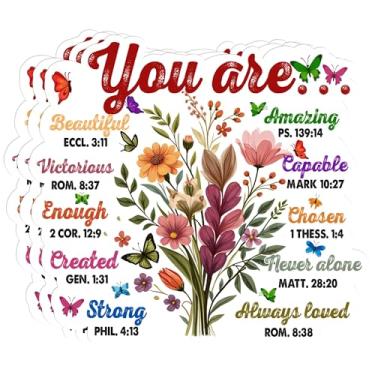 Imagem de Adesivo de vinil à prova d'água You are Flower Enough Beautiful Chosen Citações religiosas Fé Cristã Impermeável Vinil Decalque para Garrafas de Água Copo Laptop Capacete Rígido Presente de Carro para