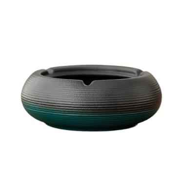 Imagem de Cinzeiro de cerâmica com tampa para casa, sala de estar, quarto, secretária, escritório, suporte de cinzeiro (verde)