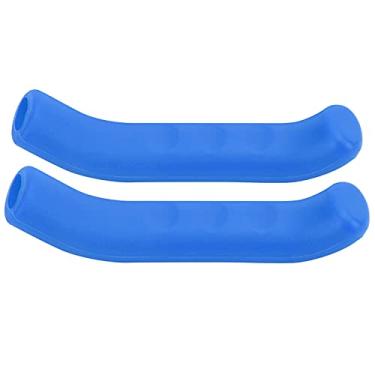 Imagem de HilBeliFU 2 peças de capas de manete de freio, capas de alavanca de freio de silicone antiderrapantes, pegas azuis macias para bicicleta, absorvem vibração e protetor de alça de freio para bicicleta