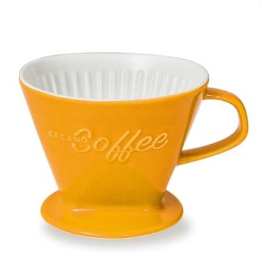 Imagem de Creano Cafeteira de cerâmica para coador de café de porcelana XGG – Tamanho do filtro 4 açafrão – qualidade enorme e pesada 800 g – 6 cores disponíveis