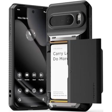 Imagem de VRS DESIGN Damda Glide Pro para Pixel 10 Pro XL (2025) – Capa carteira robusta com suporte de cartão semiautomático resistente [4 cartões] Capa de telefone resistente (preto fosco)