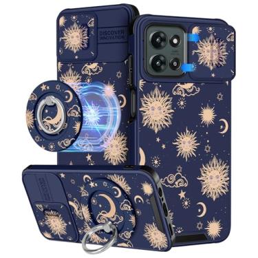 Imagem de Buleens Capa para Moto G 2025 - Design fofo com suporte de anel e capa de câmera para mulheres meninas estética feminina Kawaii sol lua estrelas capa de telefone para Motorola Moto G 2025 capa