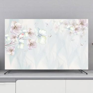 Imagem de Capa protetora de tela de TV universal de vários tamanhos à prova de poeira LCD/LED/proteção de tela de plasma para pendurar/desktop/TVs curvas quarto sala de estar decoração-flor1||80 polegadas