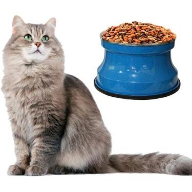 Imagem de Comedouro Alto Para Gatos Em Alumínio Gastrobel Azul Pig, Azul Pigment
