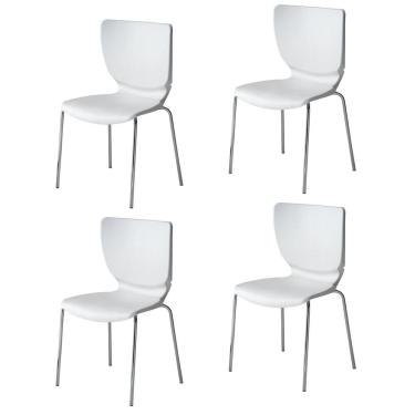 Imagem de Conjunto 4 Cadeiras Base Tubular Fixa Mono Branco