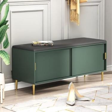 Imagem de Rack De Sapatos Beh, Organizador De Armazenamento Beh Storages Com Almofada 2 Tier Shoe Rack Para Entrada Sala De Estar Quarto Corredor Móveis, Fácil Montagem Carga Máxima 440 Lb, Green, 100X35X54CM