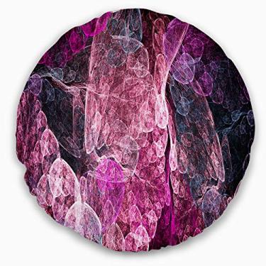 Imagem de Designart Purple Fractal Illustration' Abstract Throw Round Living room, Sofá, Pillow Insert + Capa de almofada impressa em ambos os lados 50 cm