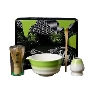 Imagem de Conjunto De Matcha Japonês 4/7 Peças Com Batedor De Bambu, Tigela, Pin