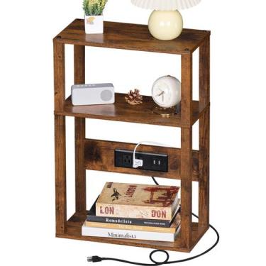 Imagem de Mesa lateral YUFAM de madeira pequena e estreita de 3 camadas com esta