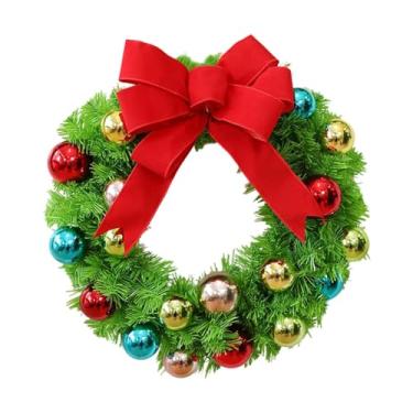 Imagem de KiBcsLic Guirlanda de Natal para porta da frente, guirlanda artificial decorativa, presente reutilizável com bolas, enfeite de Natal, decoração para festa, 40cm