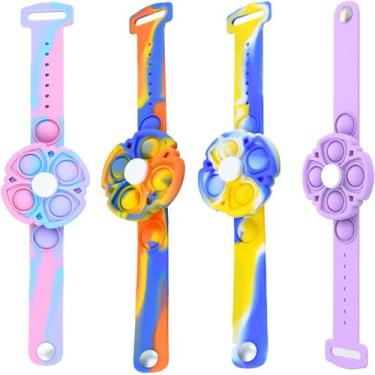 Imagem de 4 PCS Pop it Watch Spinner Band Fidget Toy para meninos e meninas Bubb