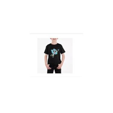 Imagem de Camiseta Gumball Jump com estampa de desenho animado para meninos 100%