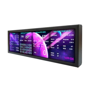 Imagem de VSDISPLAY Monitor LCD IPS de 8,8 polegadas 1920 x 480 IPS como monitor secundário/DIY computador PC case GPU CPU RAM painel de sensor de monitoramento de dados de temperatura, preto