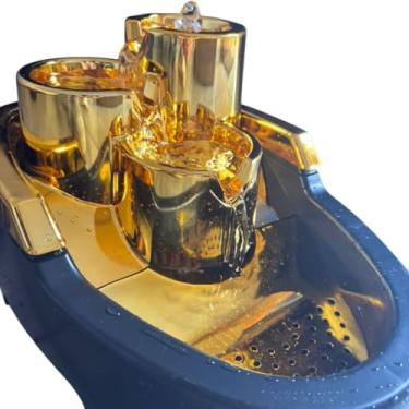 Imagem de Fonte de Água Para Gatos Bebedouro Automático Pet Com Filtro Gold Dourada Bivolt 2,5 L Durapets