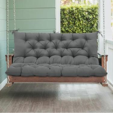 Imagem de EAGLE PEAK Almofada de balanço para varanda externa, almofada de banco de pátio de 2 a 3 lugares para móveis de exterior, substituição de almofada, 150 x 109 cm (cinza)