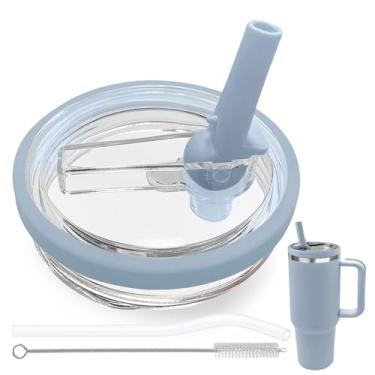 Imagem de Tampa de canudo flip compatível com Stanley Cup 1,134 g, tampa de substituição à prova de vazamento livre de BPA adequada para copo Stanley Quencher de 1,134 g, à prova de derramamento, 1 canudo, 1