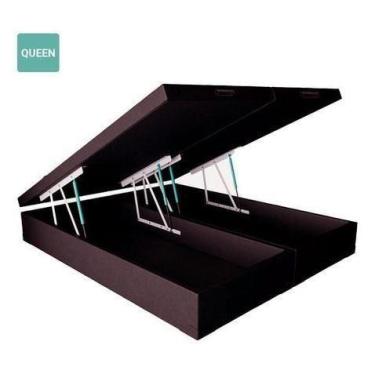 Imagem de Cama Box Baú Queen Bipartido Sintético 42x158x198 Marrom - RR COLCHOES