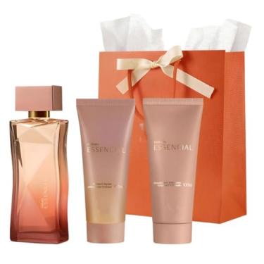 Imagem de Essencial Kit Presente Feminino, Perfume 100ml, Hidratante Corporal 100ml, Sabonete Líquido 100ml